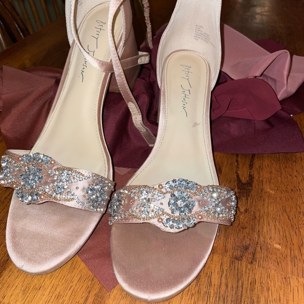 Betsey Johnson Champagne 2” Wedding Heels